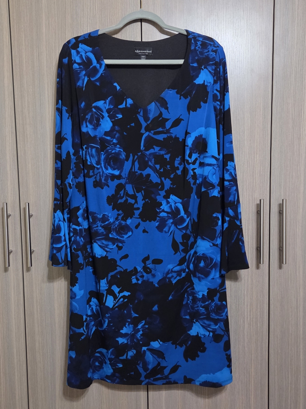 Blue Floral V-Neck Dress by Alfred Dunner